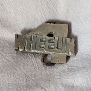 Vintage Brass Four Wheelin' Belt Buckle